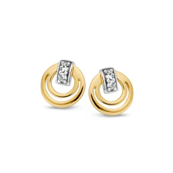 GOUDEN OORKNOPPEN BICOLOR MET ZIRKONIA OV426169 - 255259