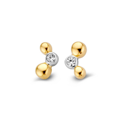 GOUDEN OORKNOPPEN BICOLOR FANTASIE MET ZIRKONIA OV425511 - 255260