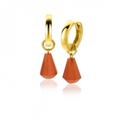 ZINZI zilveren oorbedels verguld koraalrood agaat 8mm ZICH2256R - 257094