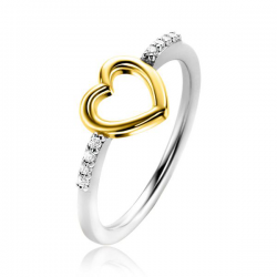 ZINZI ZILVEREN RING VERGULD HART MET ZIRKONIA ZIR2566 - 257677