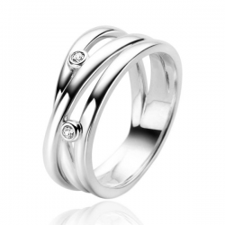 ZINZI ZILVEREN RING CROSS-OVER MET ZIRKONIA ZIR2571 - 257679