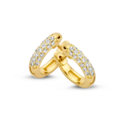 GEELGOUDEN CREOLEN MET BRILJANT 0.32 CRT OG116784 - 258691