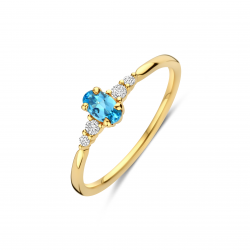 BRILJANT RING LOVO MET BLUE TOPAAS EN BRILJANT 0.07 CRT 607065013 - 258744