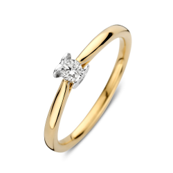 GOUDEN BICOLOR RING SOLITAIR MET HART ZETTING 0.12CRT RG418243 - 258790