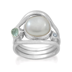 RABINOVICH ZILVEREN RING AMEZE MET PAREL 81403065 - 258853