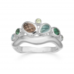 RABINOVICH ZILVEREN RING MISTY GARDEN MET ROOKKWARTS, BLAUWE KWARTS, GROENE KWARTS, PERIDOOT EN BLAUWE TOPAAS 83703022 - 259716