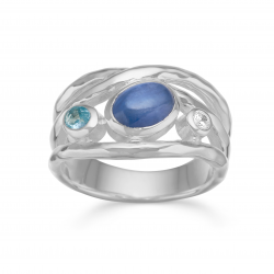 RABINOVICH ZILVEREN RING FROSTY BLUE MET KYANIET, BLAUWE TOPAAS, EN ZIRKONIA 83903004-58 - 259722