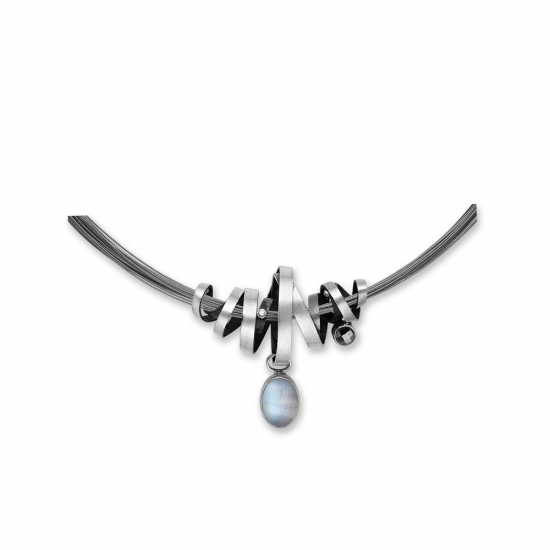 RABINOVICH  COLLIER STAAL MET ZILVEREN HANGERMET MAANSTEEN 46302021 - 47193