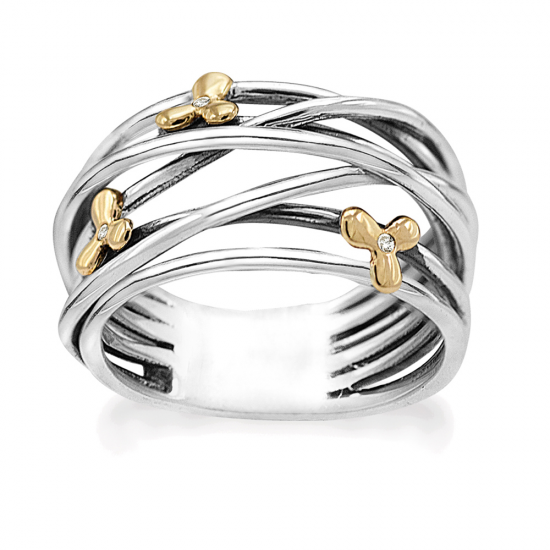 RABINIVICH OORKNOPPOEN ZILVER MET GOUD EN BRILJANTEN PAREL 74003865 - 48698