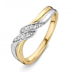 GOUDEN DAMES RING BICOLOR MET BRILJANT RG416302 - 50457