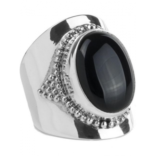 YMALA RING ZILVER MET ONYX YM-0001 - 50767