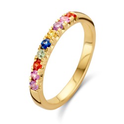 GEELGGOUDEN MEMOIRE RING MET REGENBOOG SAFFIER RG137169 - 51239